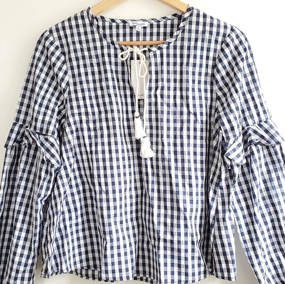 New Splendid Gingham Blouson Sleeve Top Blouse NWT Size XS - Picture 8 of 11